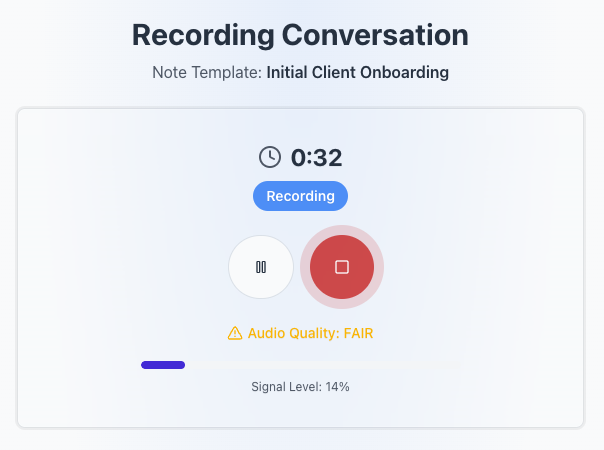Coach Notes recording interface